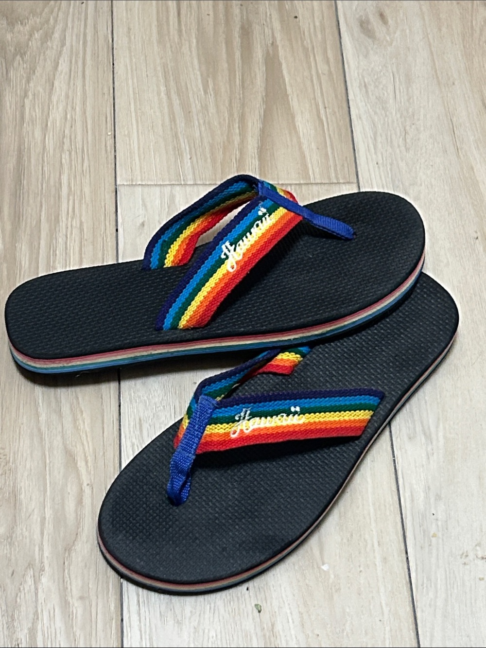Vintage 1980s Hawaii Rainbow Foam Flip-Flop No Size Tag Estimated Mens Size 9/10